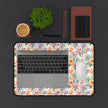 Floral Paint Desk Mat — Pastel Rose Pattern Office Mousepad