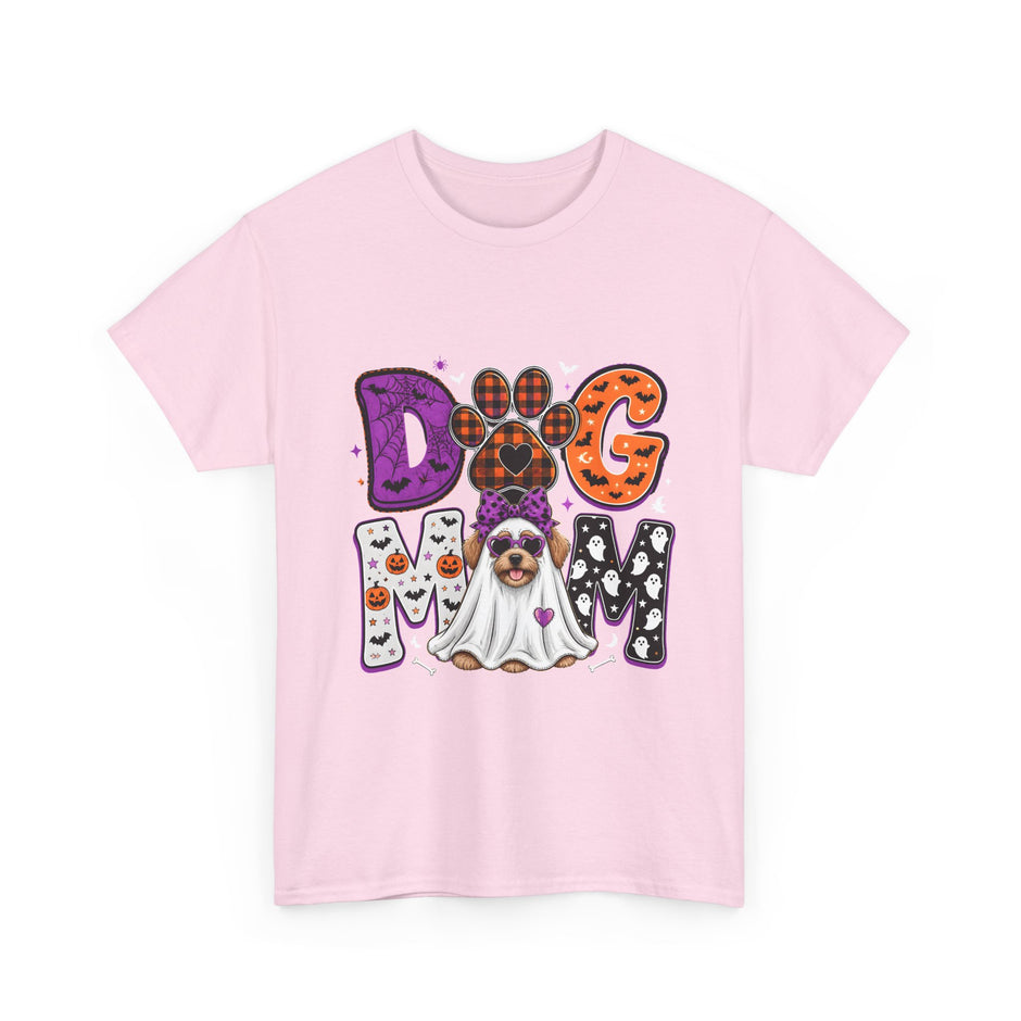 Dog Mom Halloween T‑Shirt — Ghost Pup & Spooky Pattern Tee