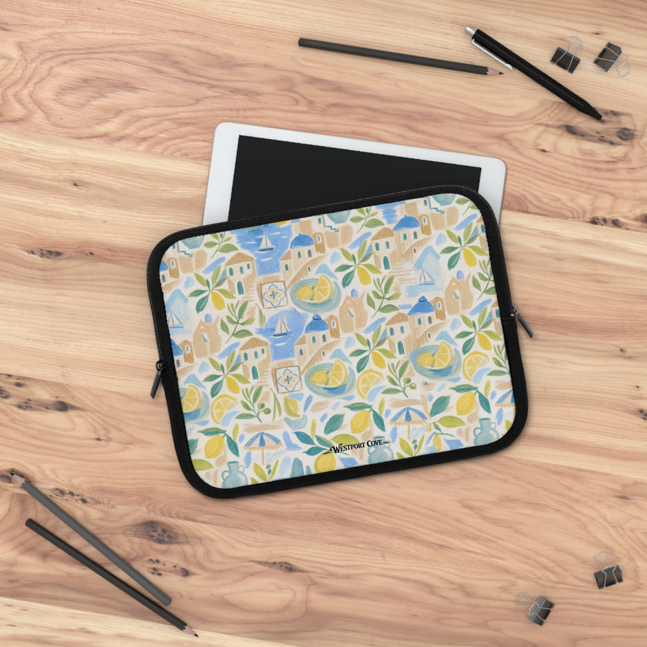 Mediterranean Lemon Laptop Sleeve & Seaside Pattern