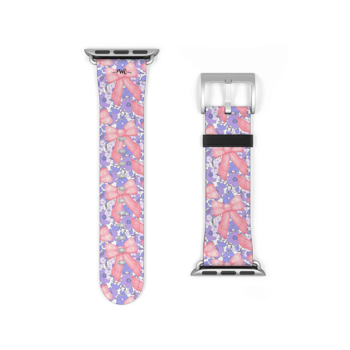 Bow Floral - Ribbon Pattern Apple Watch Band — Pastel Pink & Lavender Watch Strap