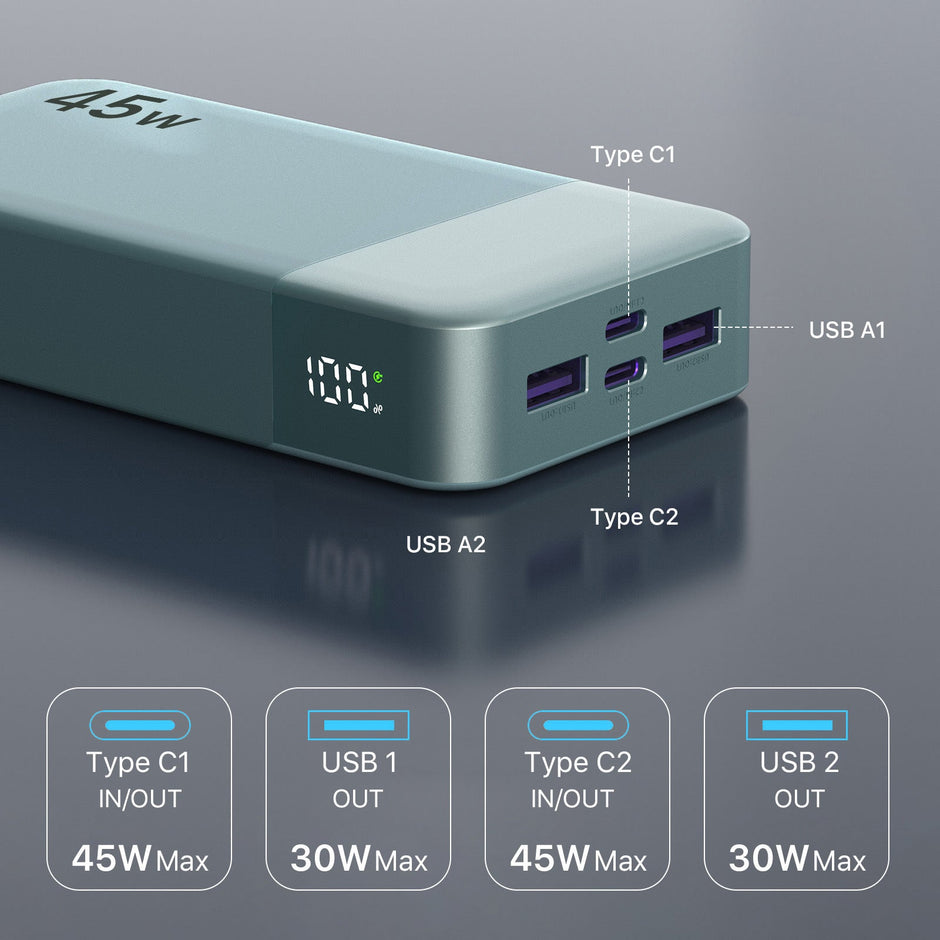 45W PD Fast Charging 20000mAh Power Bank USB-C QC3.0 - Westport Cove