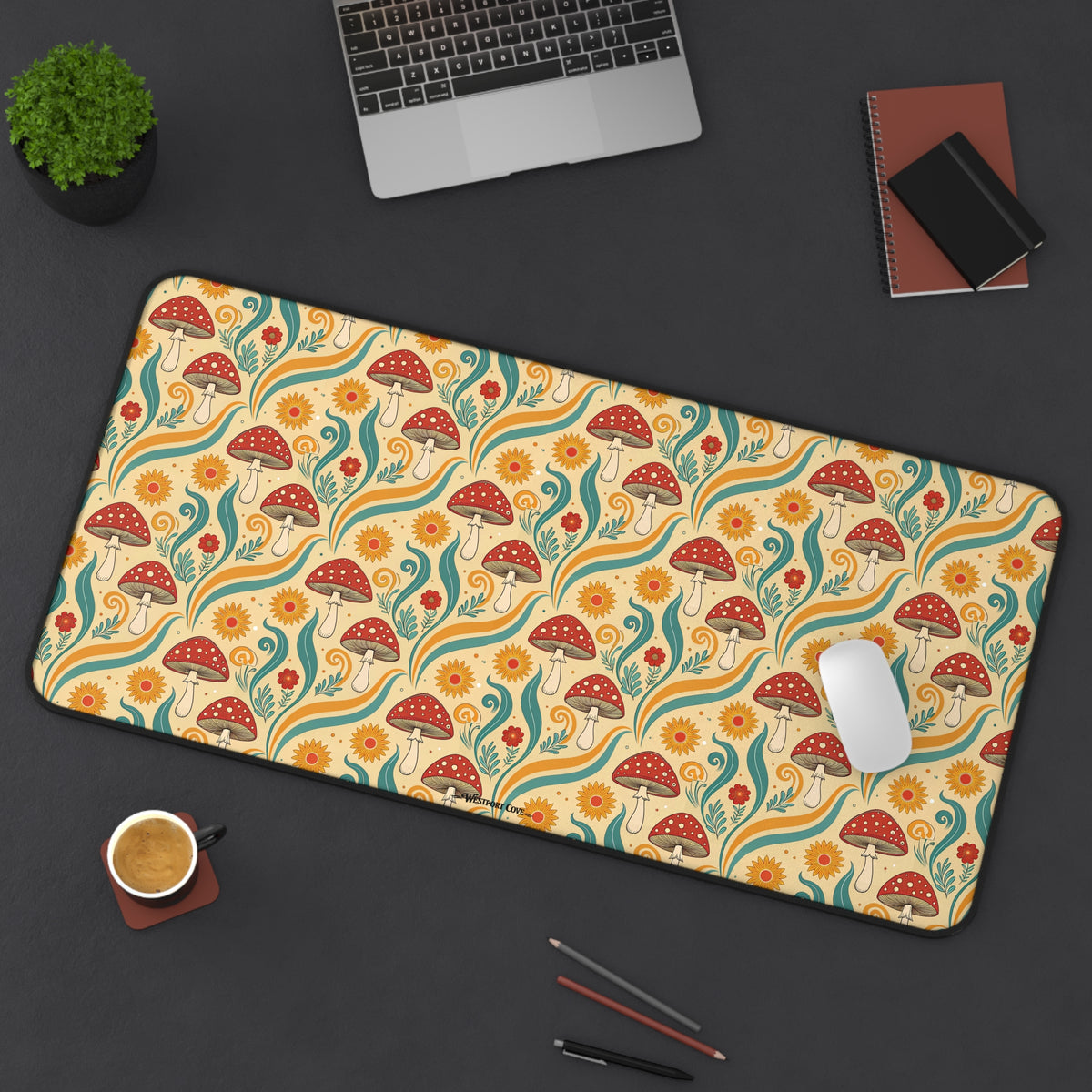 Fancy Fungus Desk Mat — Retro Floral Gamer/WFH Mousepad