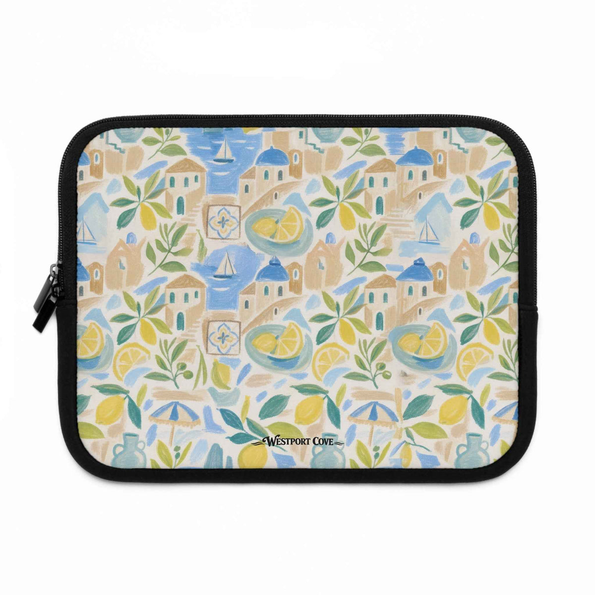 Mediterranean Lemon Laptop Sleeve & Seaside Pattern
