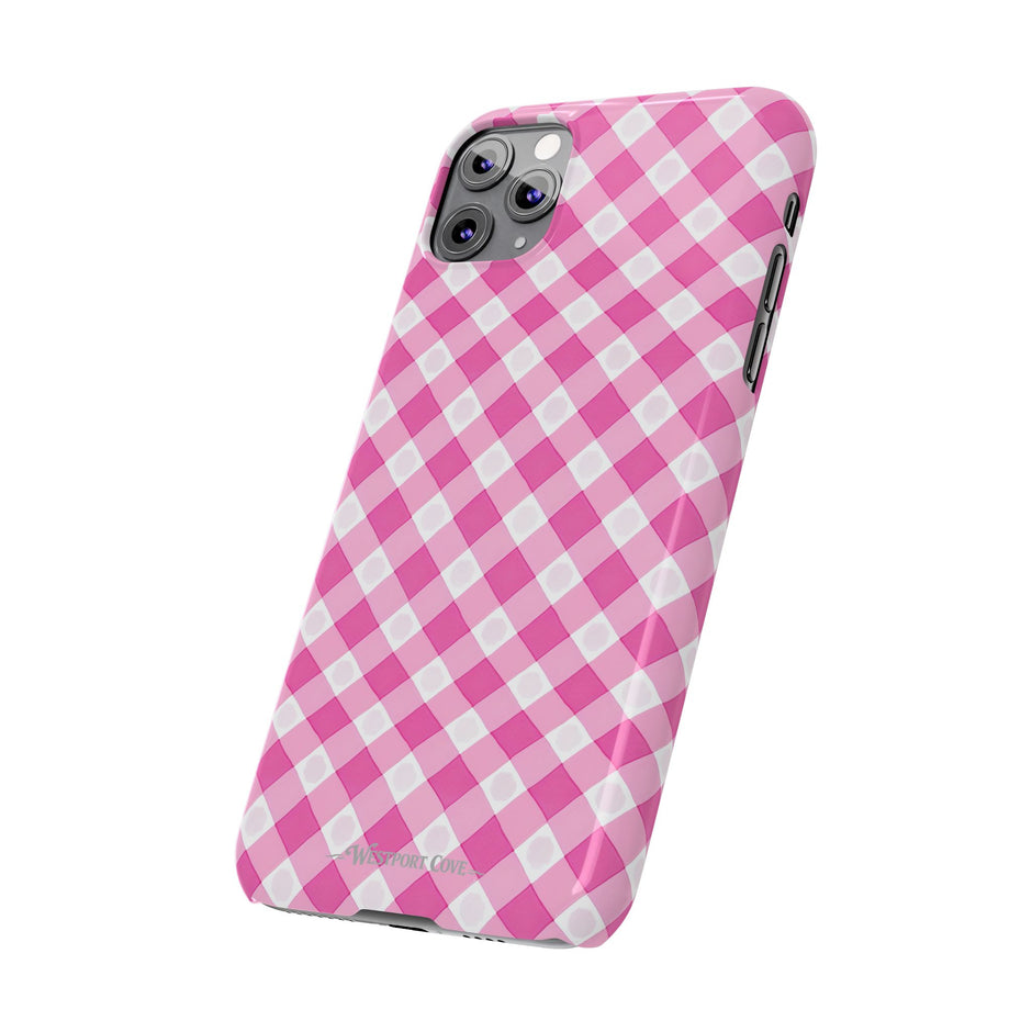 Pink Gingham - Essential Phone Case - Lightweight Protective Cover