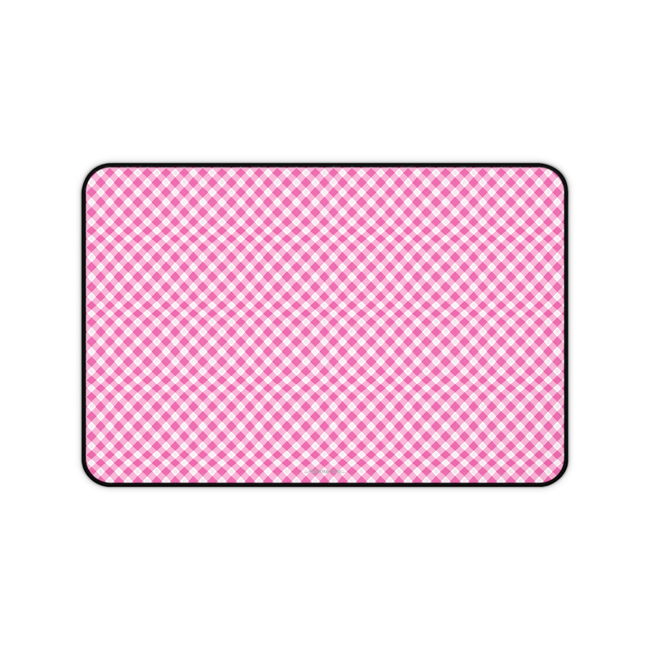 Pink Gingham  - Desk Mat — Cute Checkered Mouse Pad for Office & Study