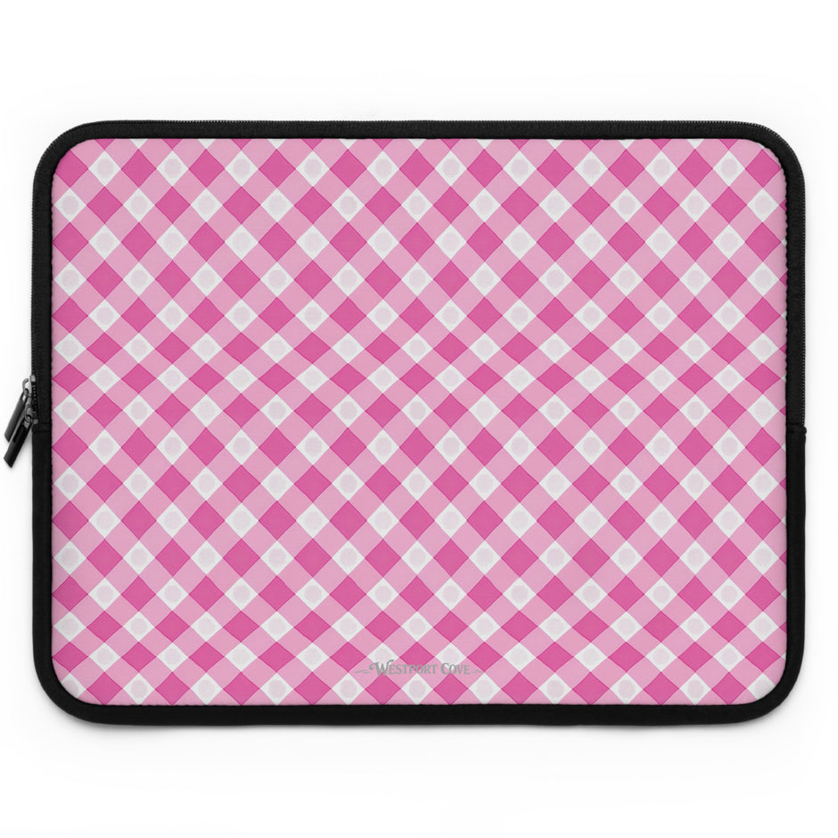 Pink Gingham  - Laptop Sleeve — Cute Plaid Protective Case