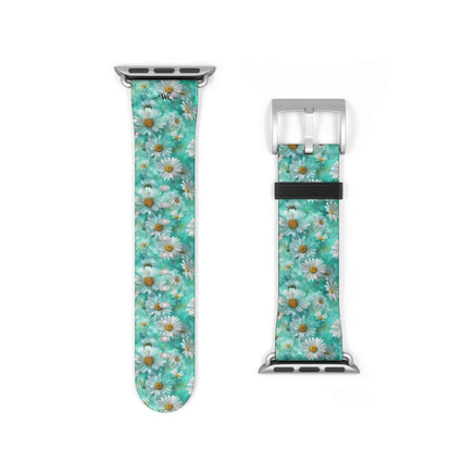 The Blue - Daisy Meadow Floral Apple Watch Band – Teal Daisy Apple Watch Strap