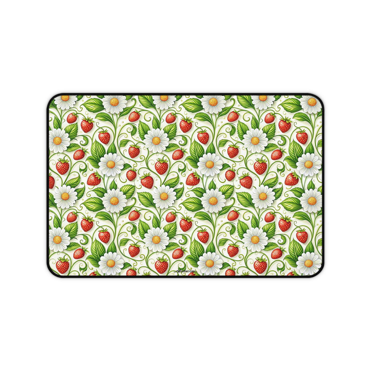 Strawberry Delight Desk Mat — Floral Vintage Garden Mouse Pad/Desk Protector