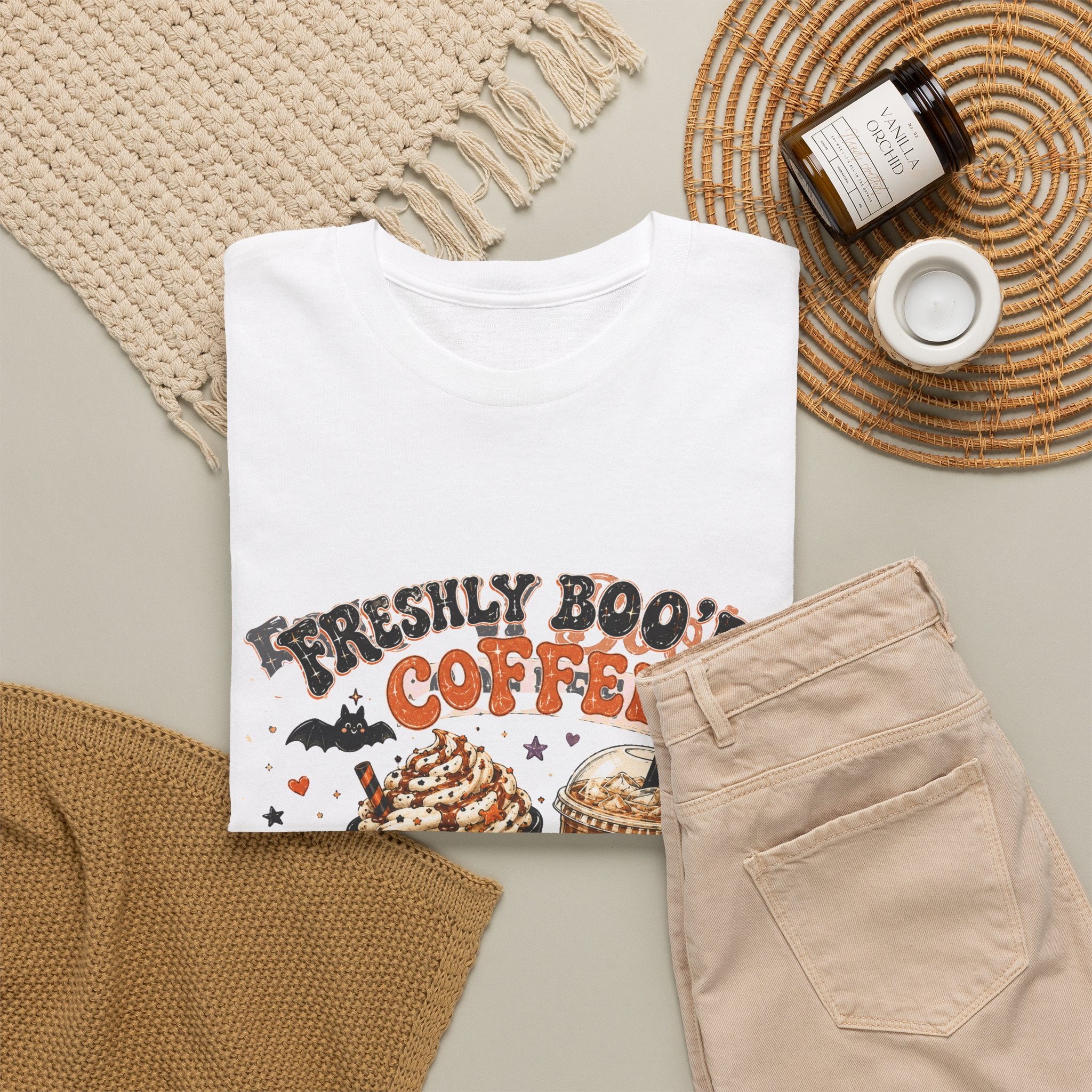 Halloween Coffee Tee — “Freshly Boo’d Coffee: Served with Scream & Sugar”
