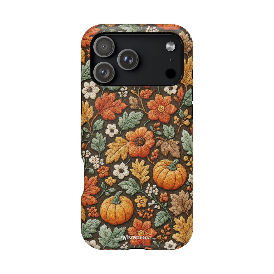Embroidered-Look Pumpkin Floral | Extreme Impact MagSafe Phone Case
