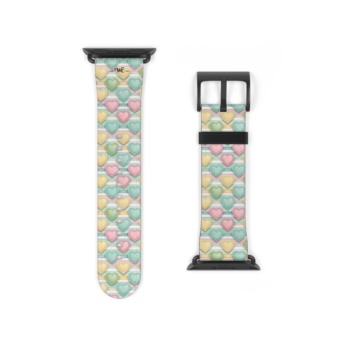 Be Mine; or Not - Pastel Heart Pattern Apple Watch Band — Cute Candy Hearts Watch Strap