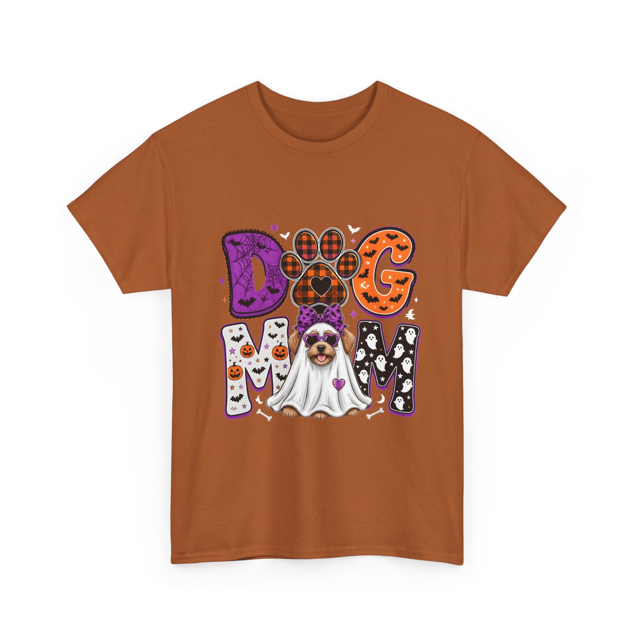 Dog Mom Halloween T‑Shirt — Ghost Pup & Spooky Pattern Tee