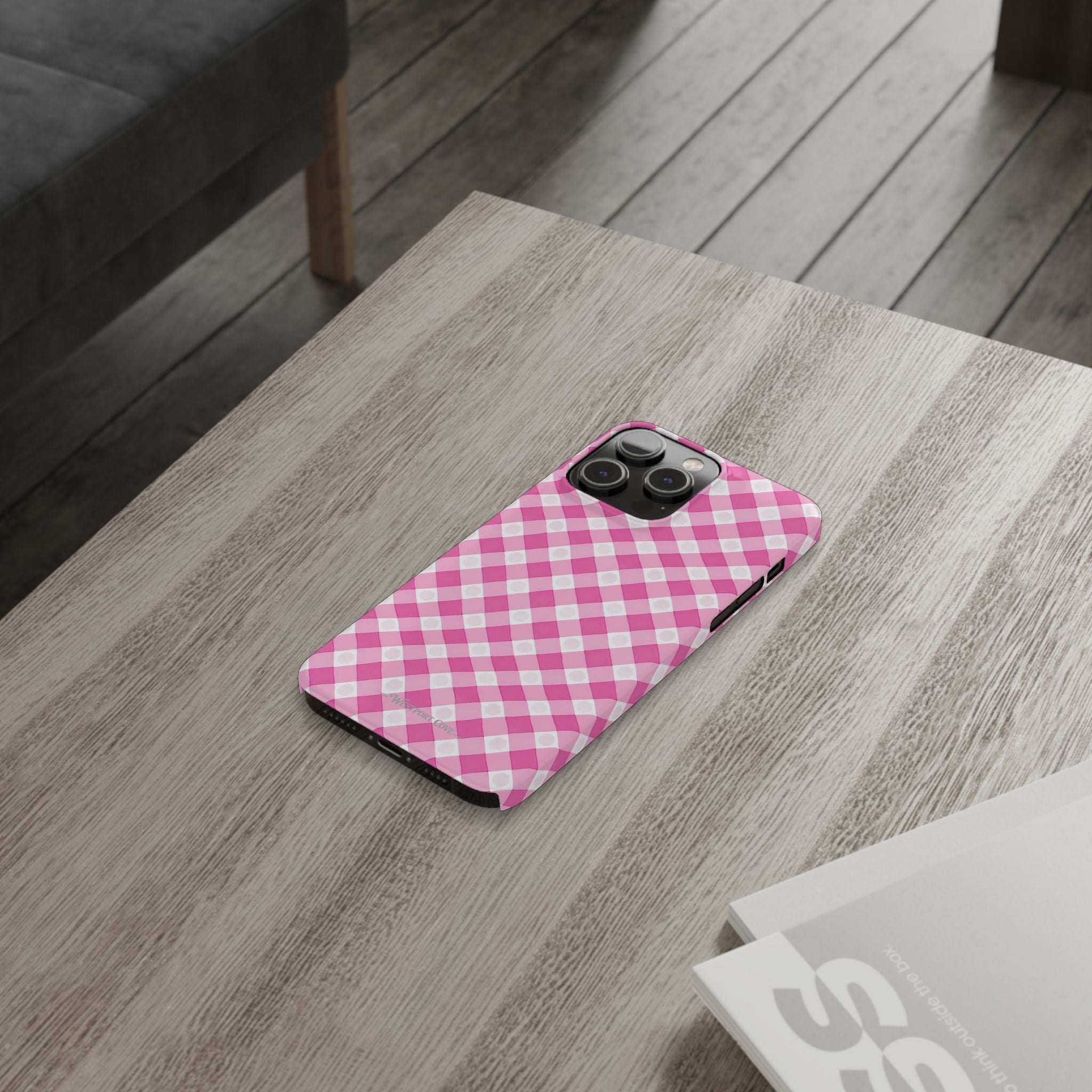 Pink Gingham - Essential Phone Case - Lightweight Protective Cover