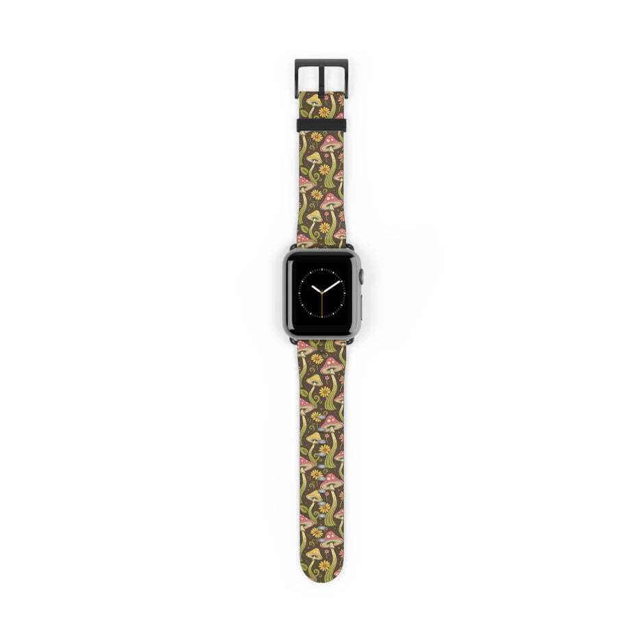 Magic Mushroom - Apple Watch Band  - Vintage Forest Fungi Apple Watch Strap