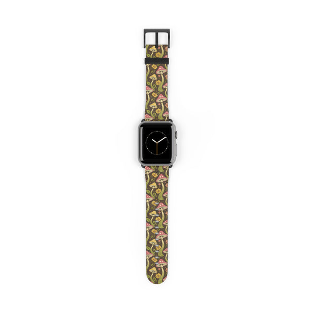 Magic Mushroom - Apple Watch Band  - Vintage Forest Fungi Apple Watch Strap