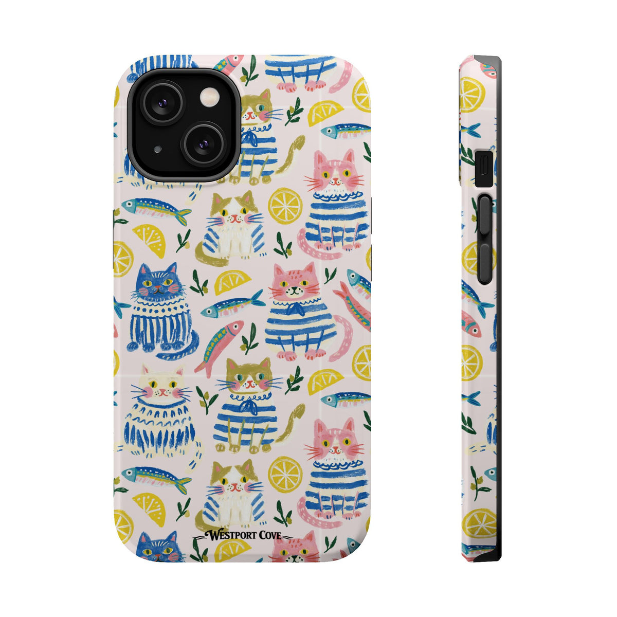 Watercolor Cats - Extreme Impact MagSafe Phone Case — Lemon Pattern
