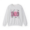 Halloween 'Boo' Crewneck Sweatshirt — Cute Pink Bat & Star Graphic