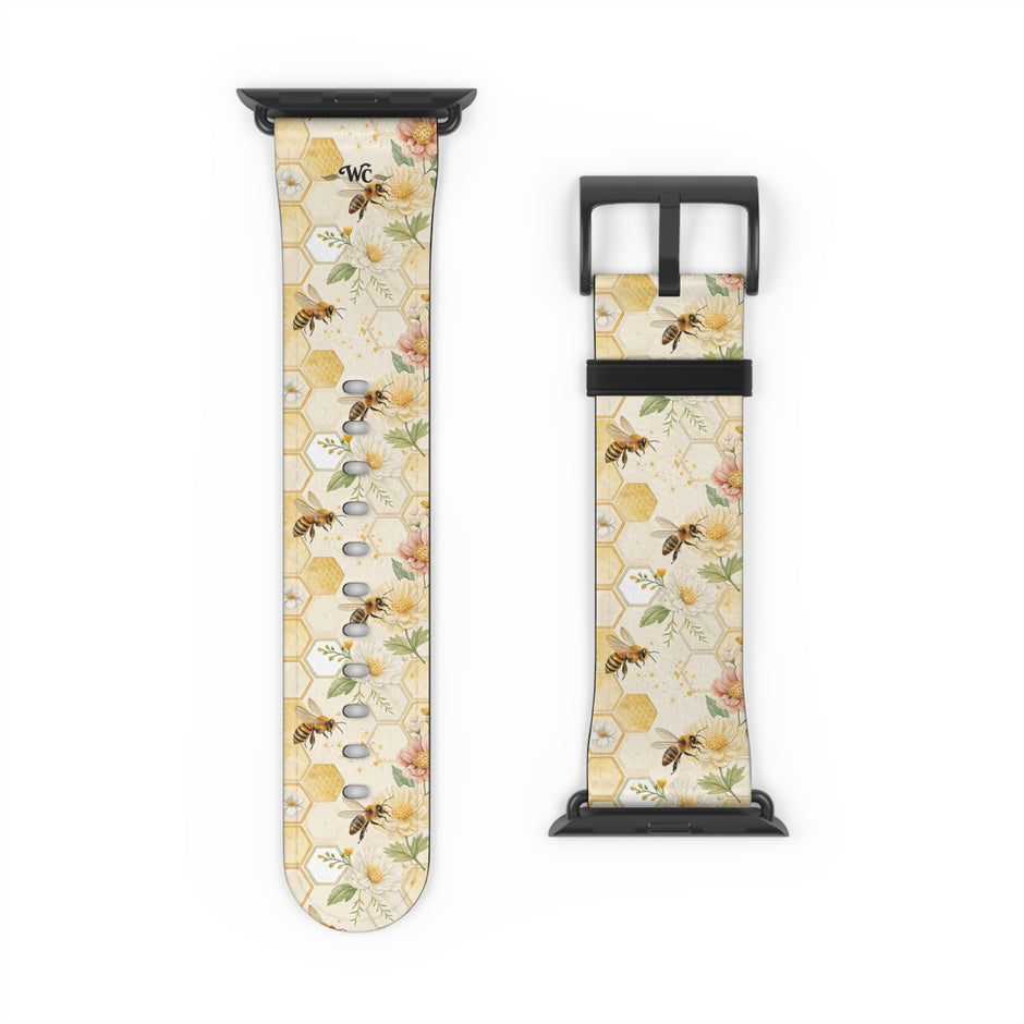 Honeycomb Heaven - Honeybee Apple Watch Band— Bee & Honeycomb Pattern Apple Watch Strap