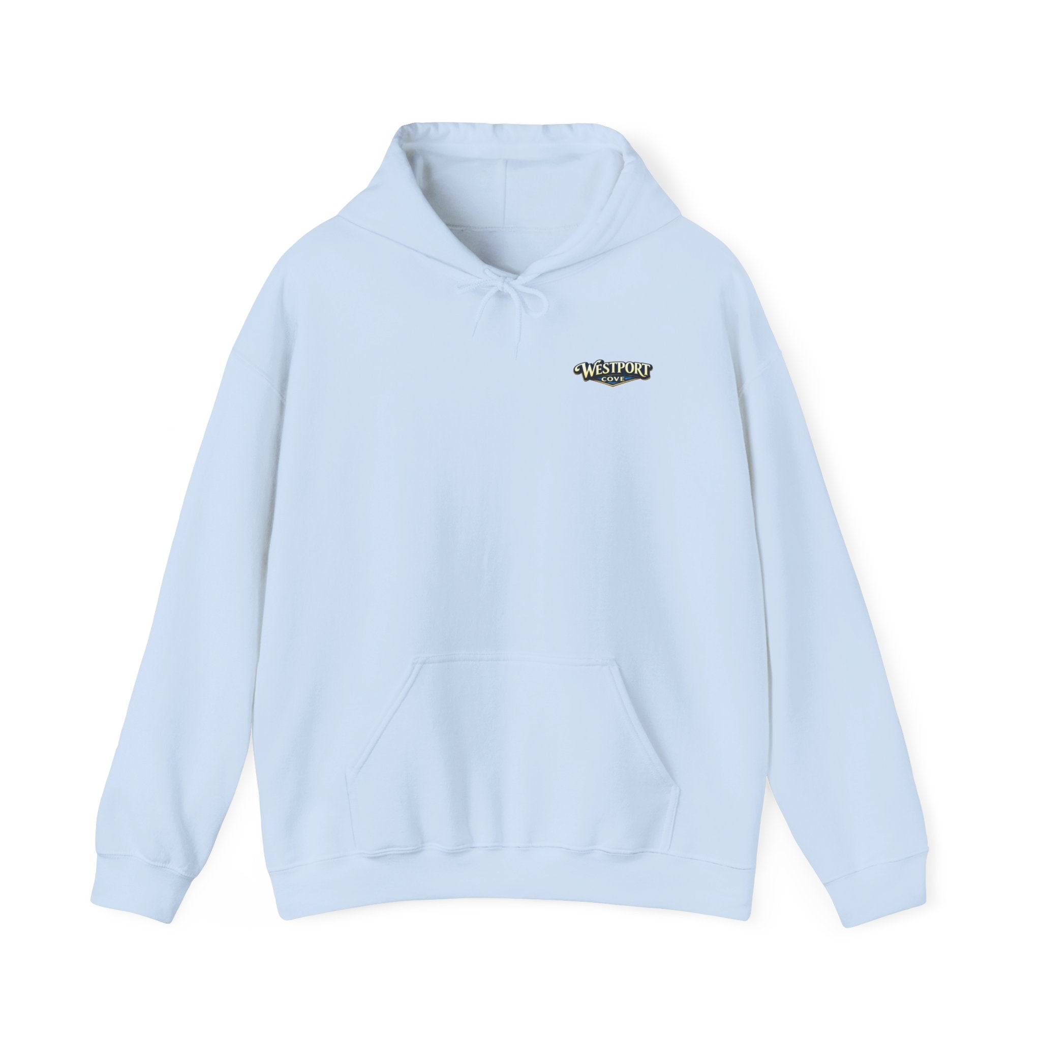 Westport Cove Hoodie — Scenic Lake Cabin Vintage Logo Hooded Sweatshirt