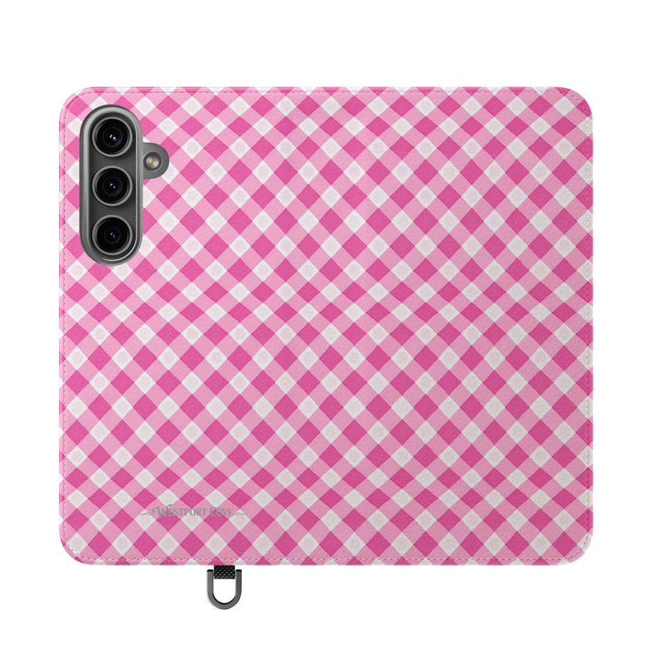 Pink Gingham - Flip Case – Wallet Flip Case with Card Slots