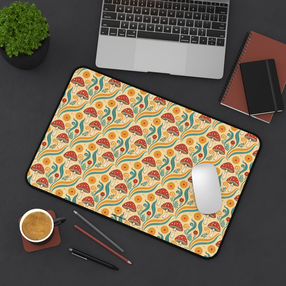 Fancy Fungus Desk Mat — Retro Floral Gamer/WFH Mousepad