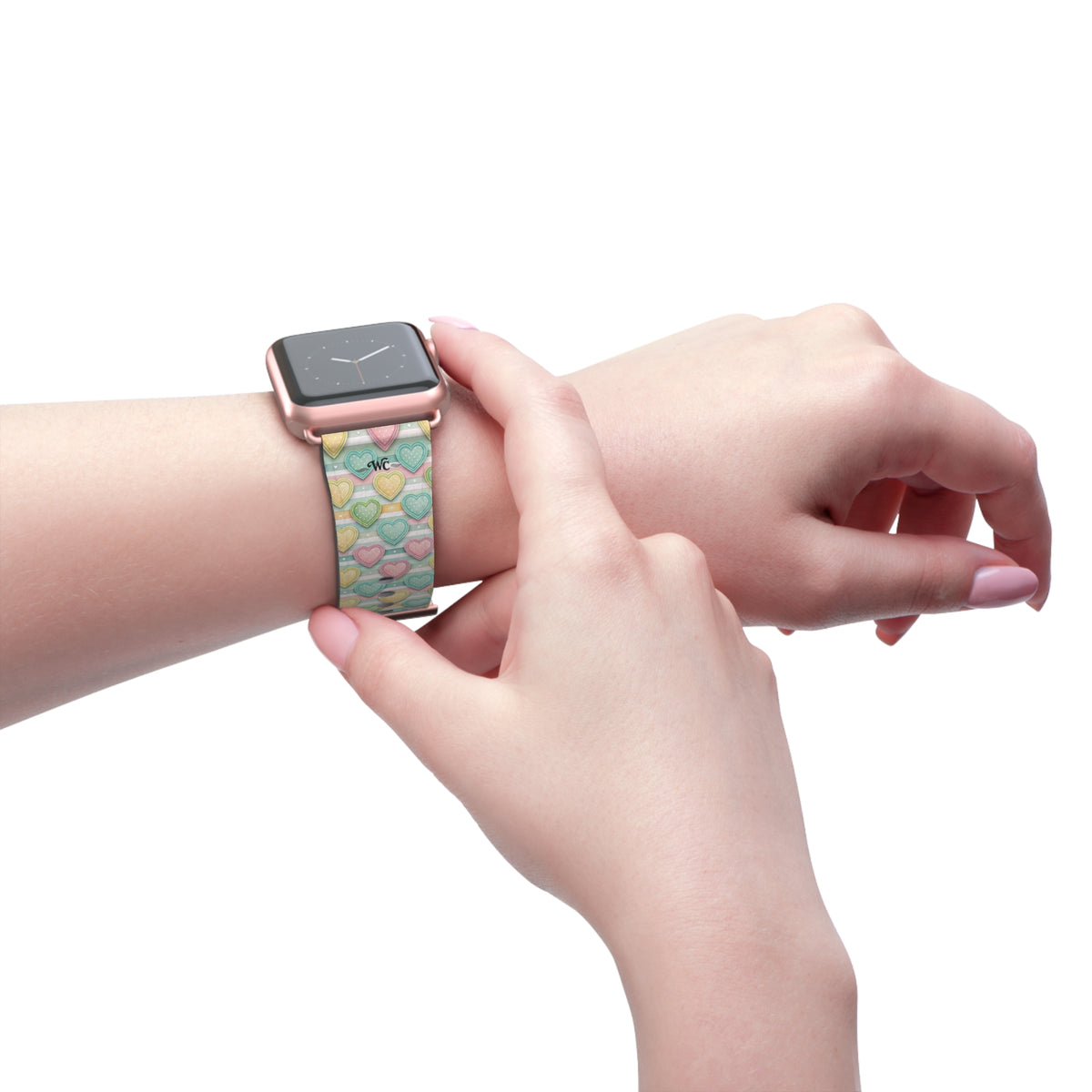 Be Mine; or Not - Pastel Heart Pattern Apple Watch Band — Cute Candy Hearts Watch Strap