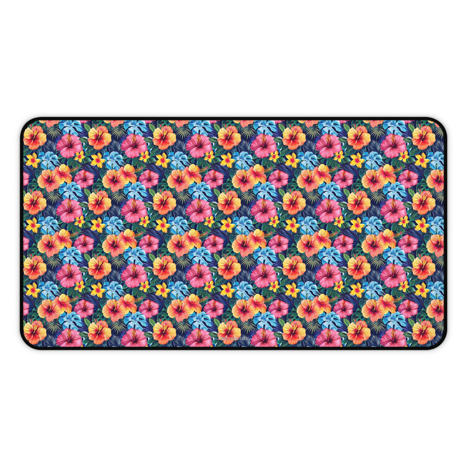 Floral Hibiscus Desk Mat — Vibrant Tropical Mousepad for Home Office