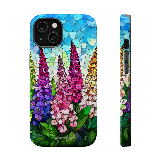 Floral Mosaic Stained Glass Colorful Lupine - Extreme Impact MagSafe Phone Case