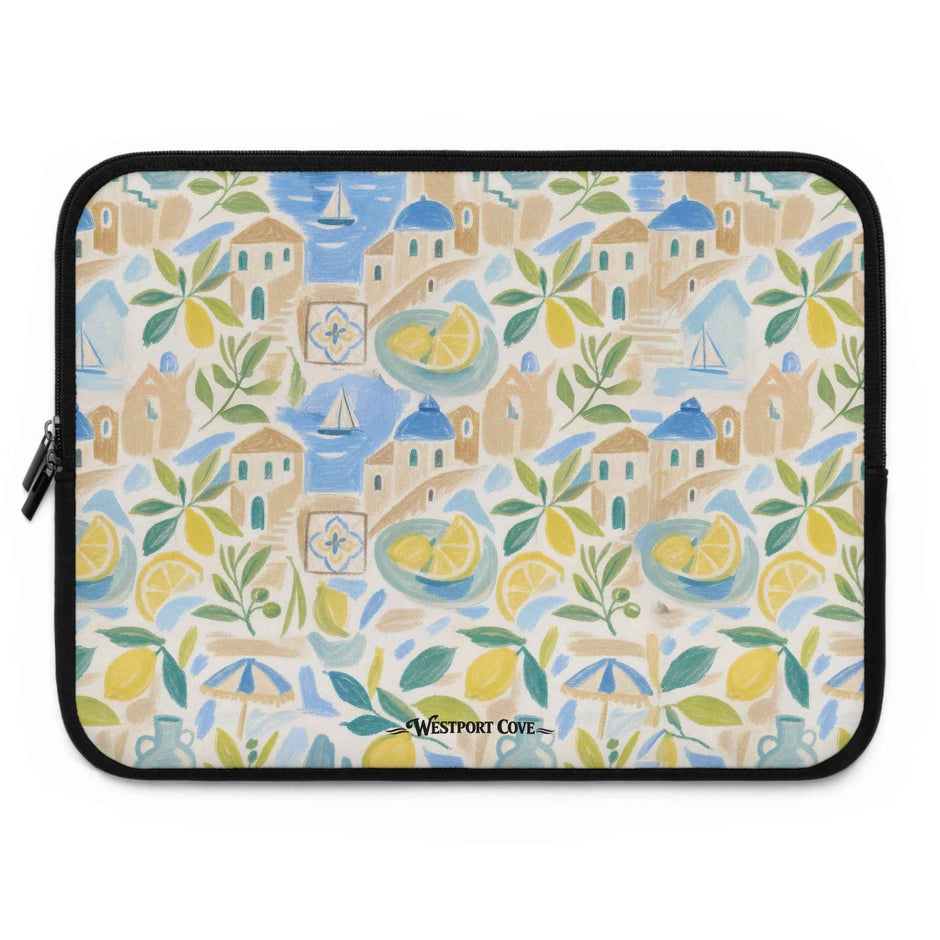 Mediterranean Lemon Laptop Sleeve & Seaside Pattern