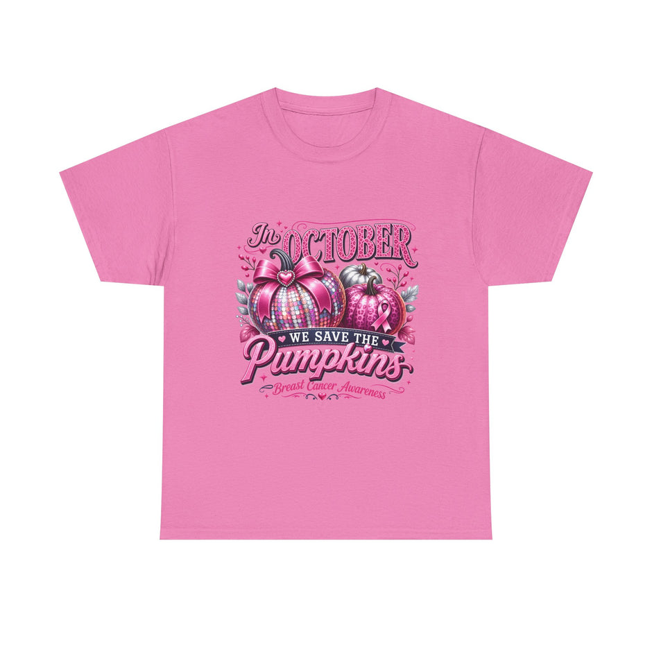 October Breast Cancer Awareness Pumpkin Tee — 
