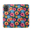 Tropical Hibiscus Flip Phone Case — Floral Wallet Flip Case with Card Slots