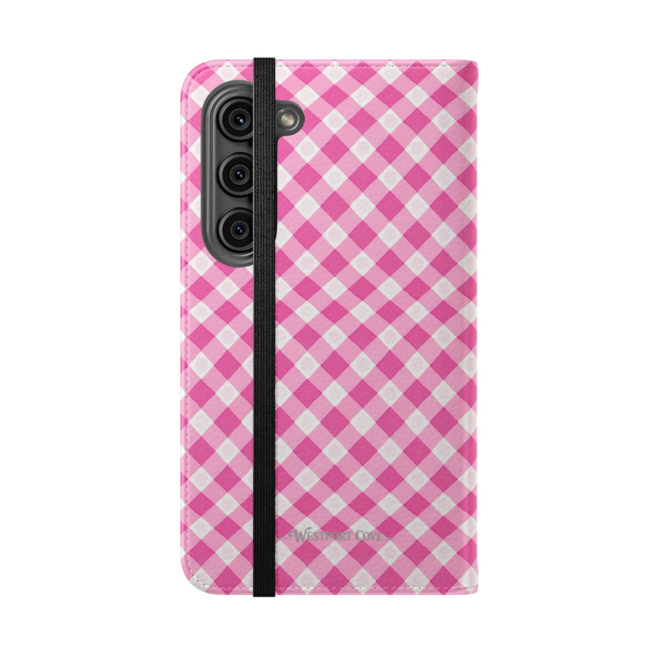 Pink Gingham - Flip Case – Wallet Flip Case with Card Slots