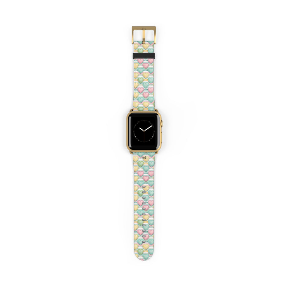 Be Mine; or Not - Pastel Heart Pattern Apple Watch Band — Cute Candy Hearts Watch Strap