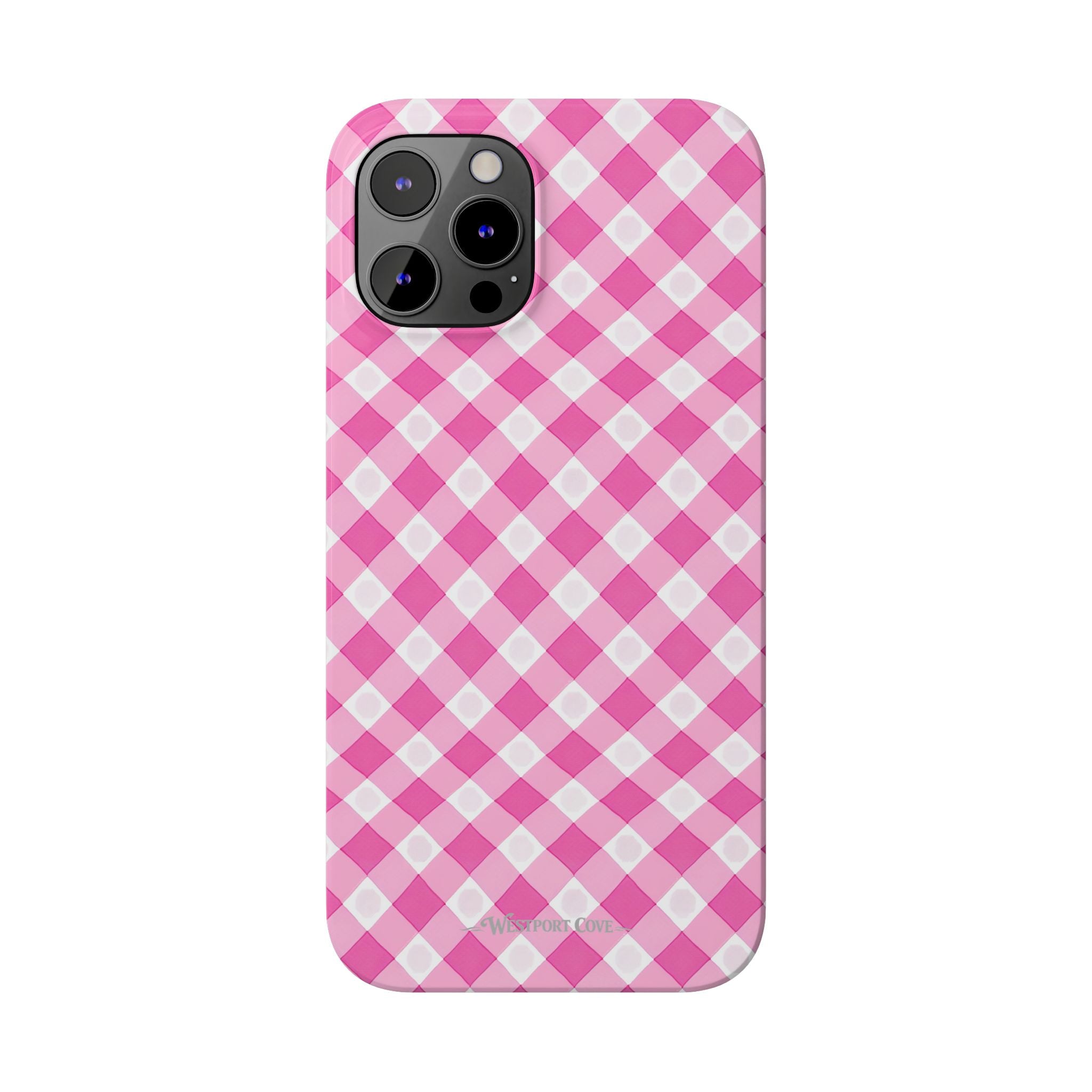 Pink Gingham - Essential Phone Case - Lightweight Protective Cover