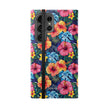 Tropical Hibiscus Flip Phone Case — Floral Wallet Flip Case with Card Slots