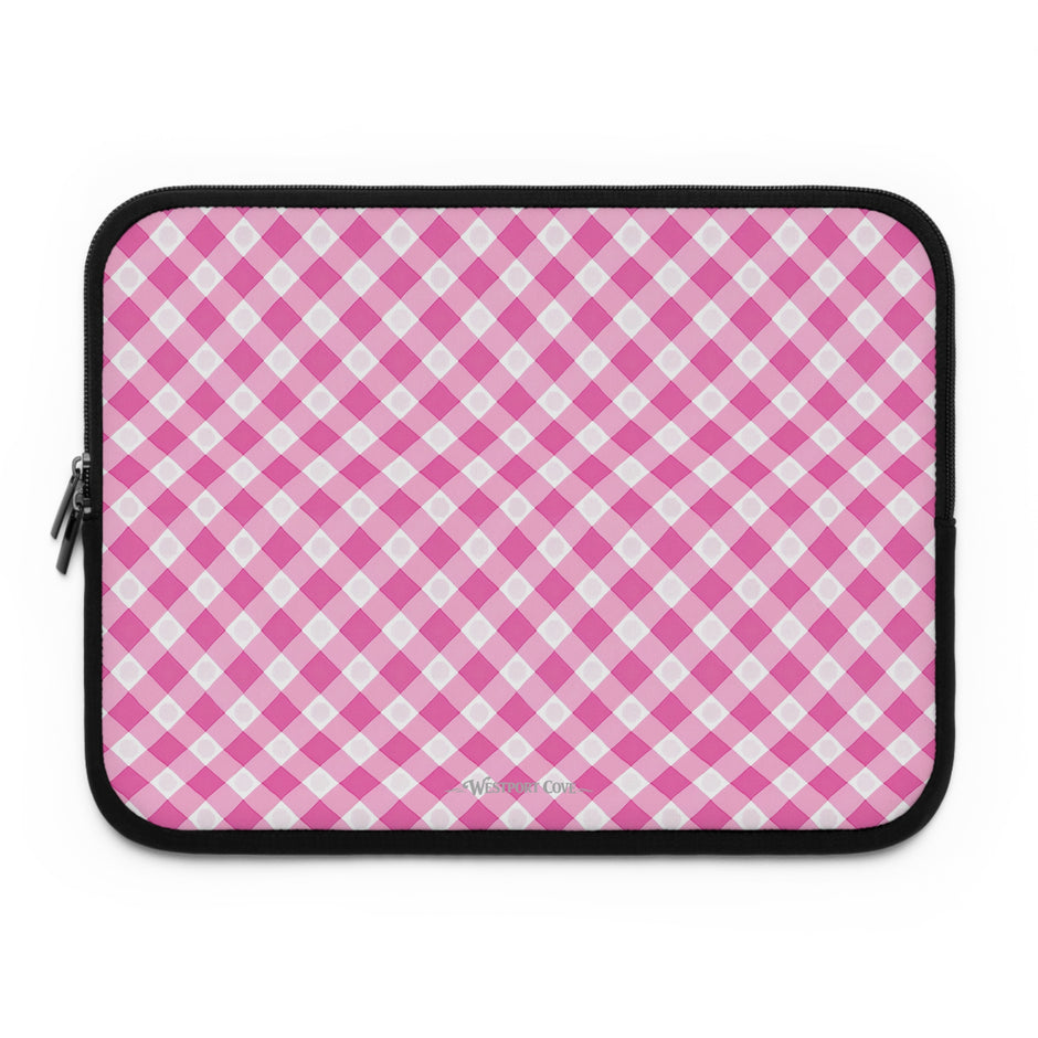 Pink Gingham  - Laptop Sleeve — Cute Plaid Protective Case
