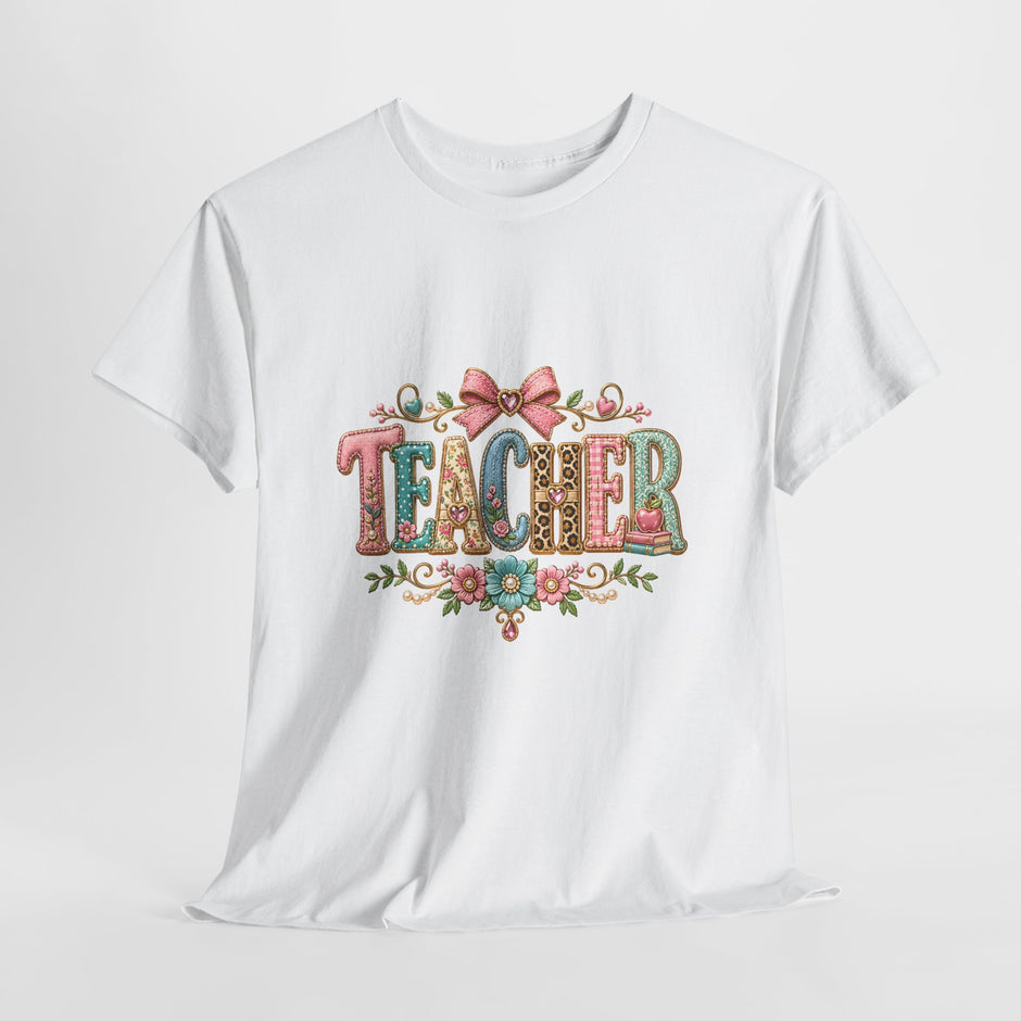 Teacher Floral Graphic Tee — Vintage Bow & Floral 