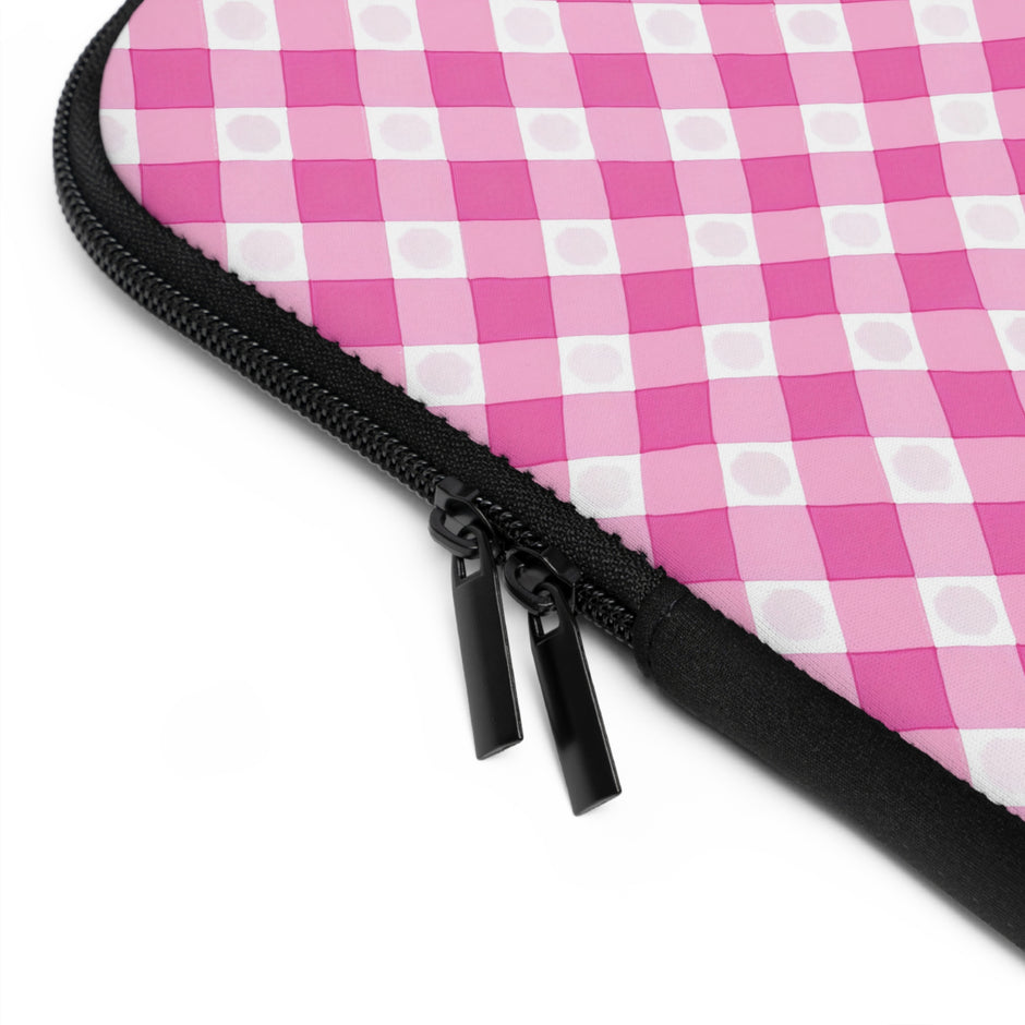 Pink Gingham Laptop Sleeve - Stylish Protection for Your Device