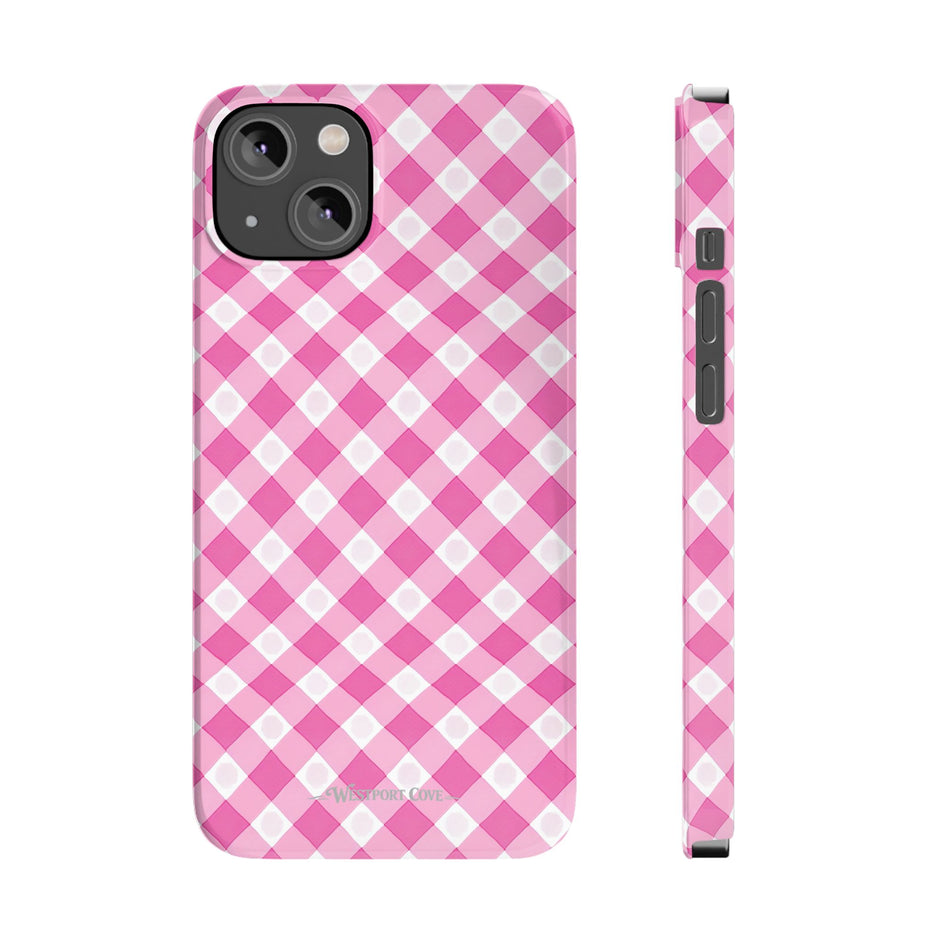 Pink Gingham - Essential Phone Case - Lightweight Protective Cover