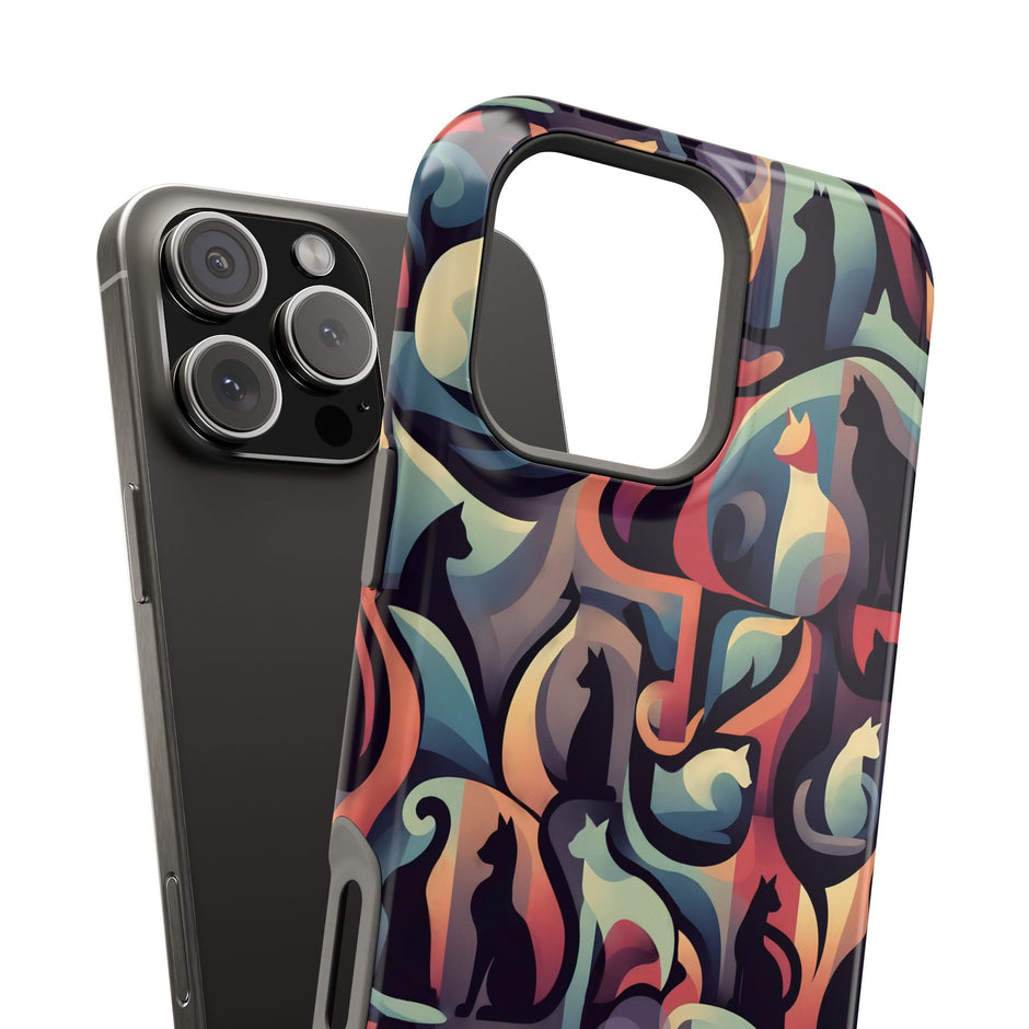 Camo Cats - Extreme Impact MagSafe Phone Case — Abstract Cat Pattern