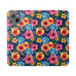 Tropical Hibiscus Flip Phone Case — Floral Wallet Flip Case with Card Slots