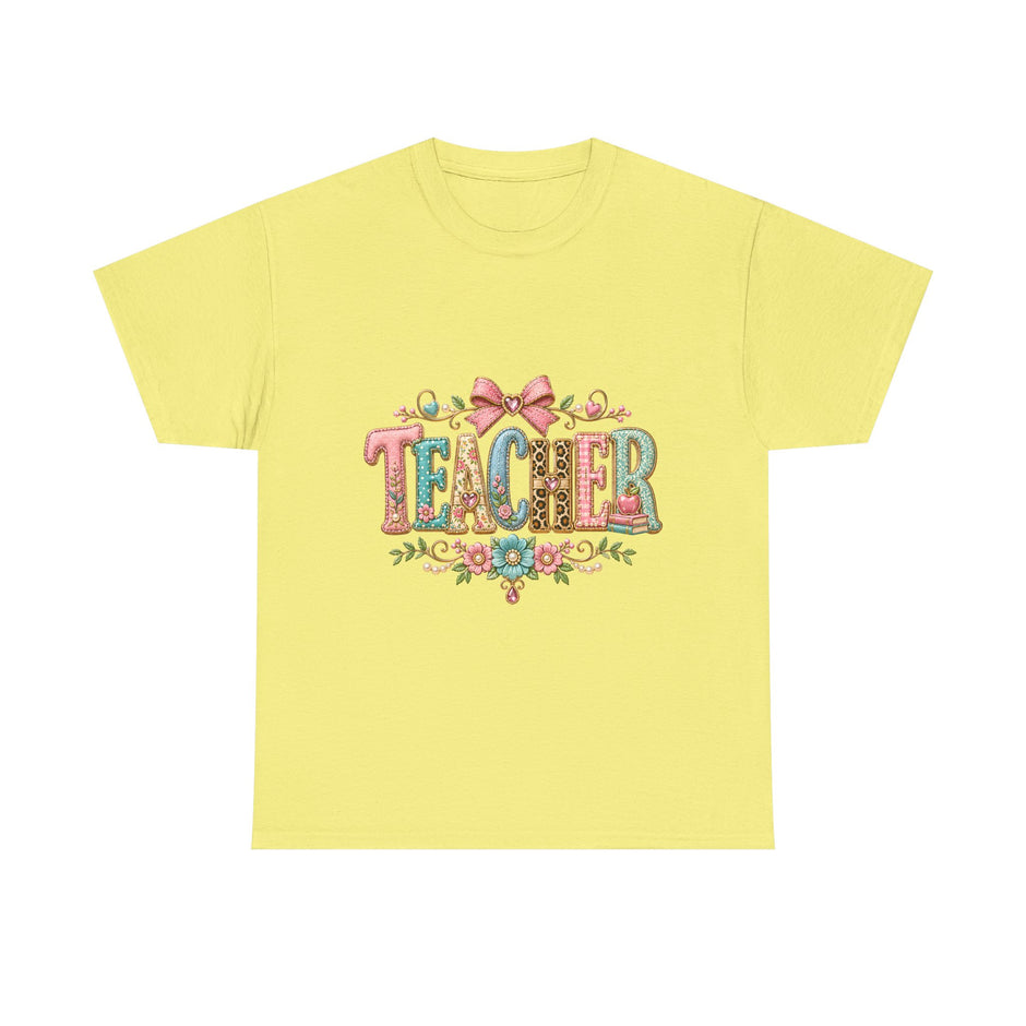 Teacher Floral Graphic Tee — Vintage Bow & Floral 