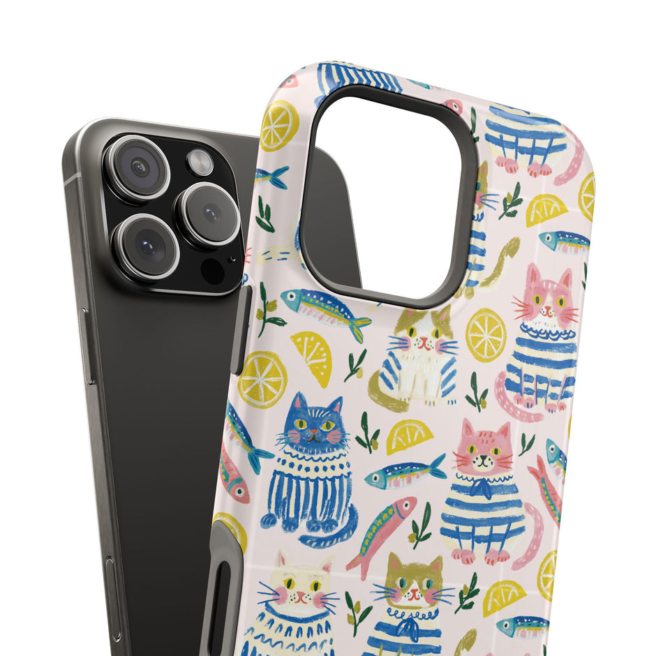 Watercolor Cats - Extreme Impact MagSafe Phone Case — Lemon Pattern