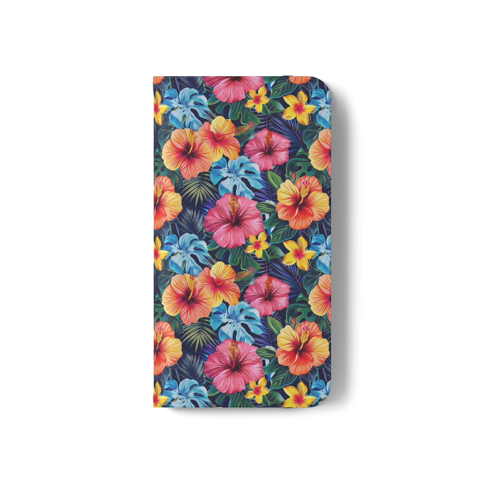 Tropical Hibiscus Flip Phone Case — Floral Wallet Flip Case with Card Slots