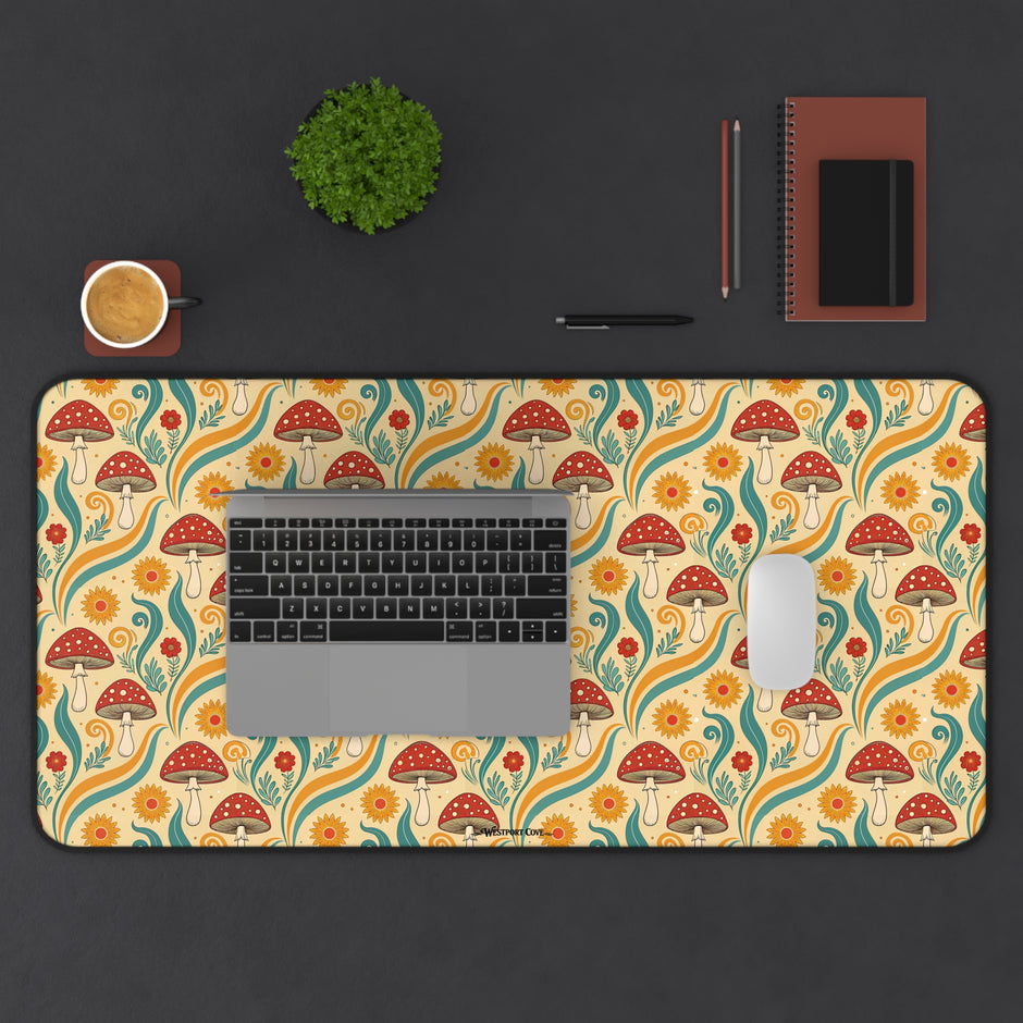 Fancy Fungus Desk Mat — Retro Floral Gamer/WFH Mousepad