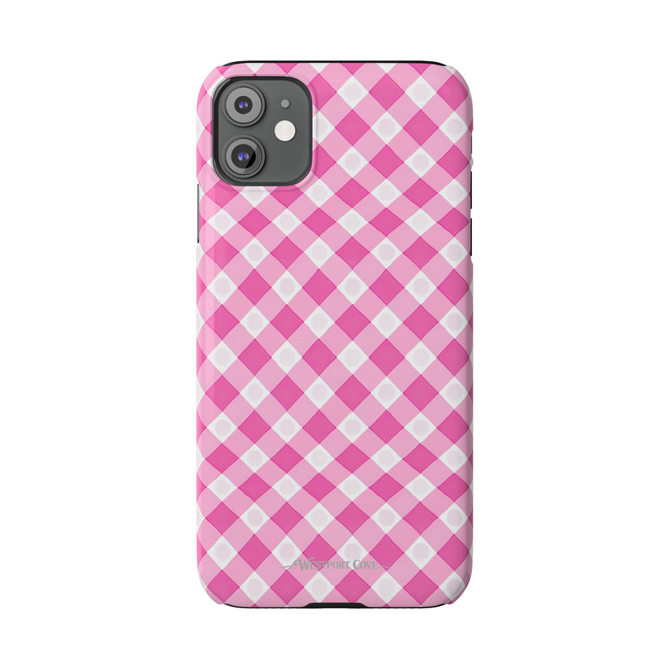 Pink Gingham - Essential Phone Case - Lightweight Protective Cover