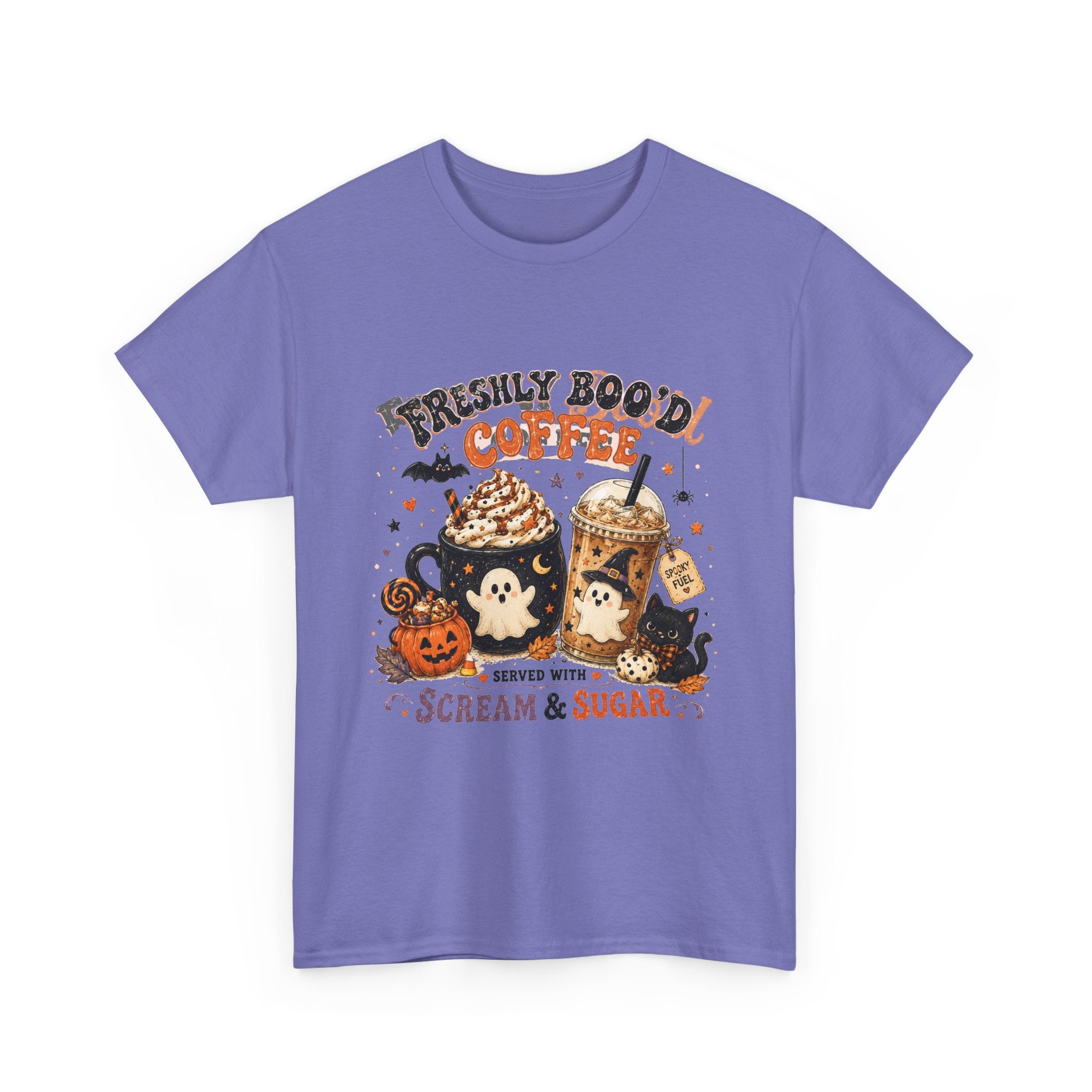 Halloween Coffee Tee — “Freshly Boo’d Coffee: Served with Scream & Sugar”