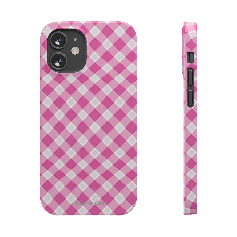 Pink Gingham - Essential Phone Case - Lightweight Protective Cover