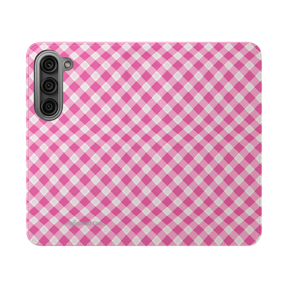 Pink Gingham - Flip Case – Wallet Flip Case with Card Slots