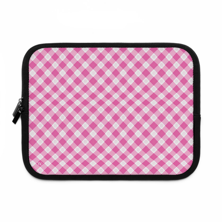 Pink Gingham Laptop Sleeve - Stylish Protection for Your Device